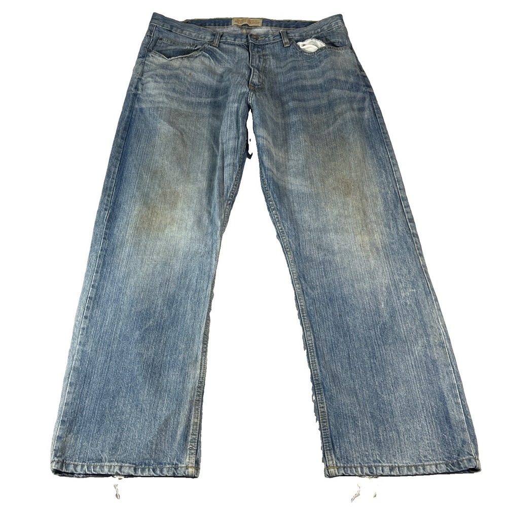 Wrangler Jeans Men 38x32 Blue Denim Cotton Bootcut Grunge Western Cowboy Work